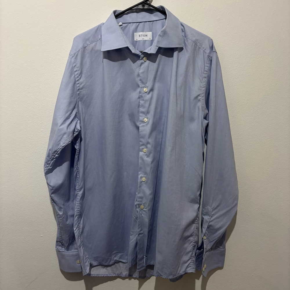 Eton Slim Dress Shirt Blue Size 17.5/44
